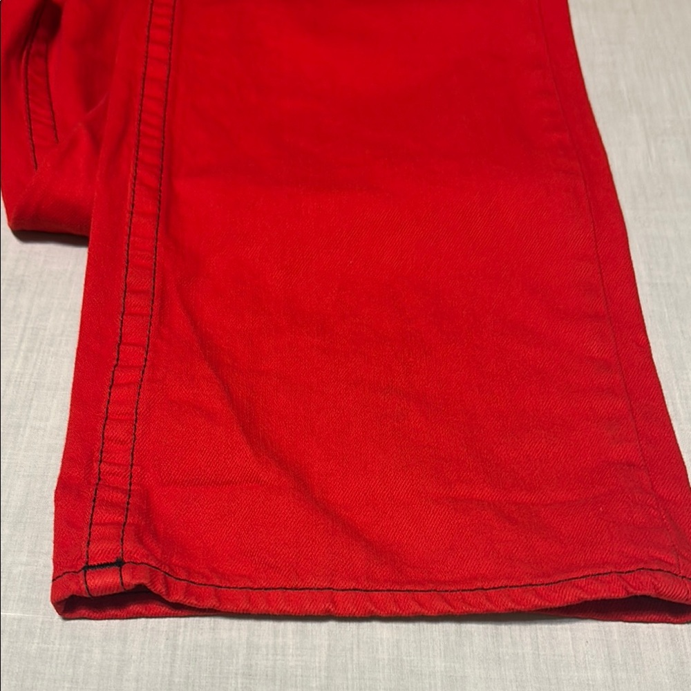 True Religion Red Straight Jeans Vibrant Denim - Picture 11 of 15